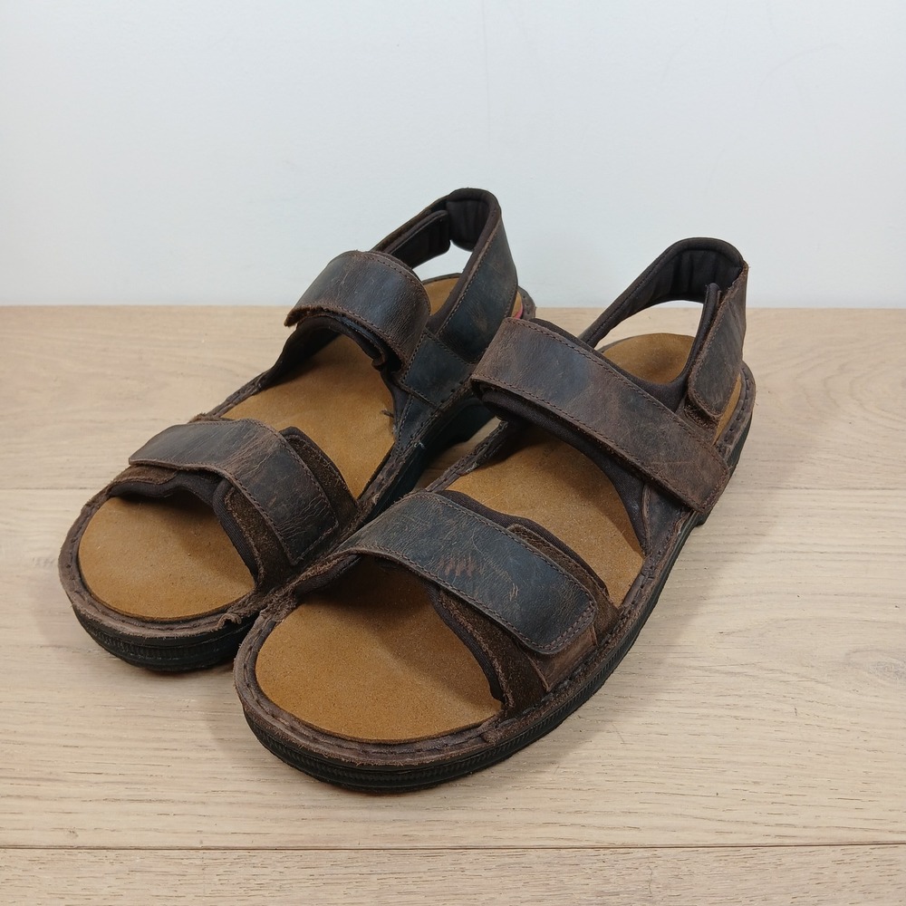 Naot Sandals Mens 12 Brown Leather Three-Strap Adjustable Comfort